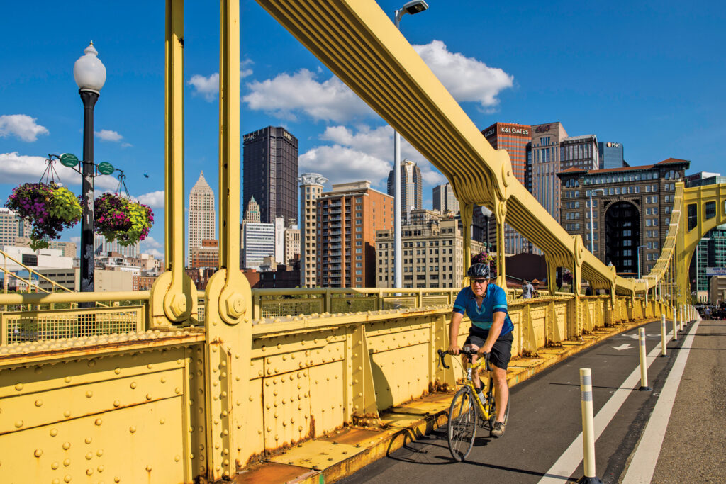 Visit Pittsburgh Bridge Biker 1 - JP Diroll Photography